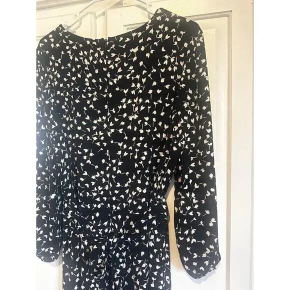 Talbots Size 16 Dress Belted Black Long Sleeve Office Church Party Stretch - Picture 8 of 12